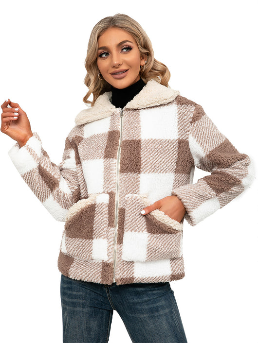 Chaqueta de Lana Cuadrille con Solapa Suave y Bolsillos - Image 25