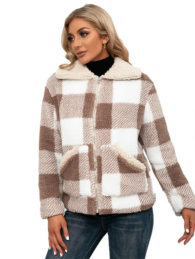 Chaqueta de Lana Cuadrille con Solapa Suave y Bolsillos - Image 26