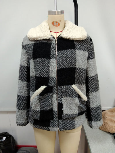 Chaqueta de Lana Cuadrille con Solapa Suave y Bolsillos - Image 27