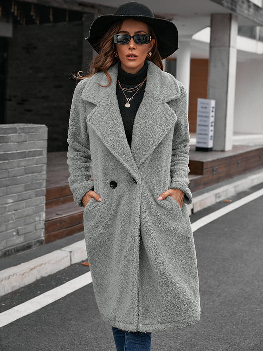 Abrigo Trench Cruzado Lana de Cordero con Cuello Suelto - Image 17
