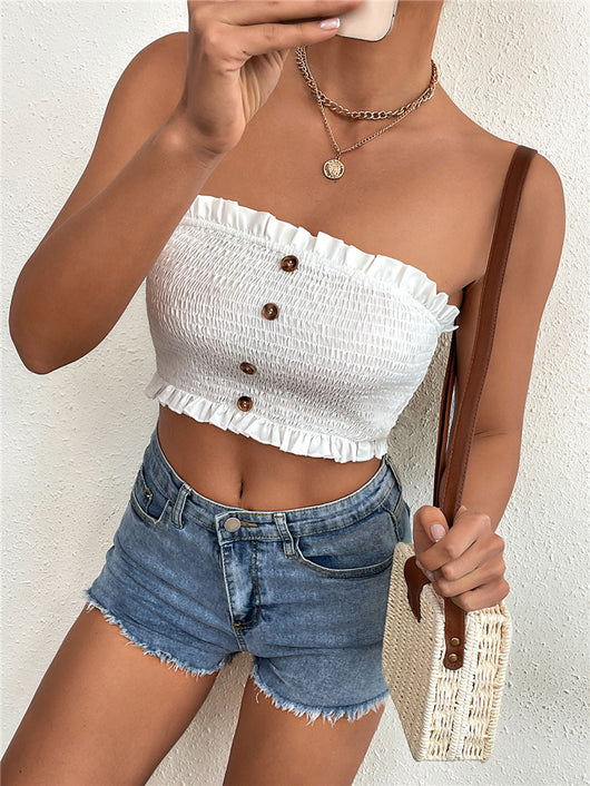 Top Elástico Retro de Borde Festoneado para Mujer - Image 9