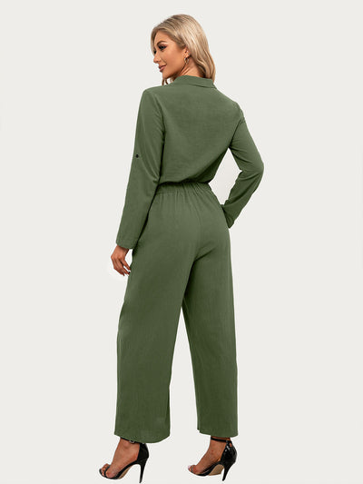 Camisa Manga Larga Cuello Solapa Mujer con Bolsillos Dobles - Image 12