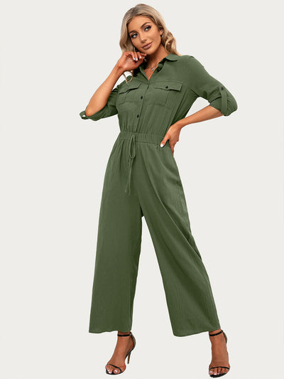 Camisa Manga Larga Cuello Solapa Mujer con Bolsillos Dobles - Image 13
