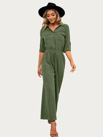 Camisa Manga Larga Cuello Solapa Mujer con Bolsillos Dobles - Image 16