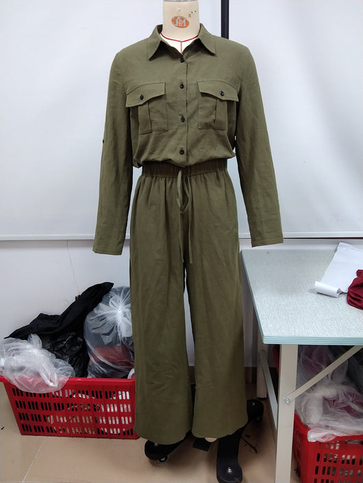 Camisa Manga Larga Cuello Solapa Mujer con Bolsillos Dobles - Image 17