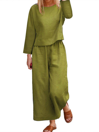 Conjunto de Dos Piezas: Blusa Suelta y Pantalón Tres Cuartos - Image 19