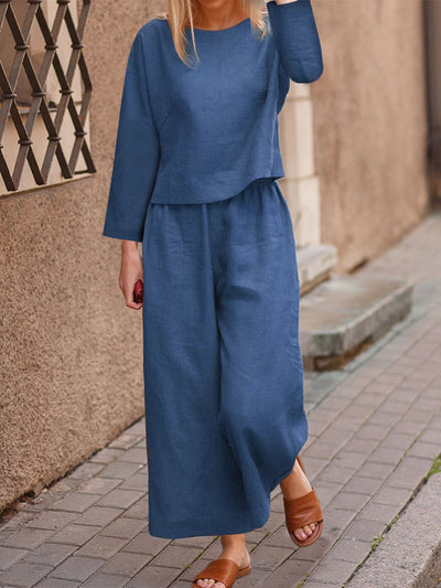 Conjunto de Dos Piezas: Blusa Suelta y Pantalón Tres Cuartos - Image 22
