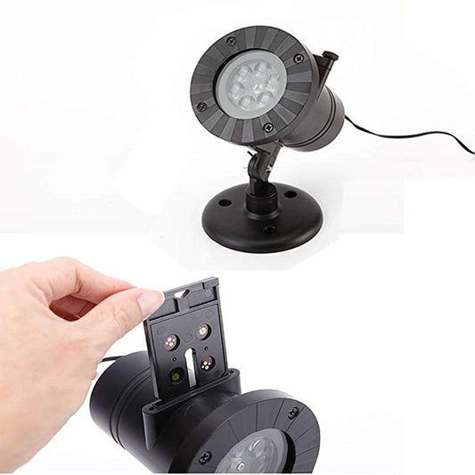 Proyector LED Navideño Impermeable con 12 Diseños de Copos de Nieve para Jardín