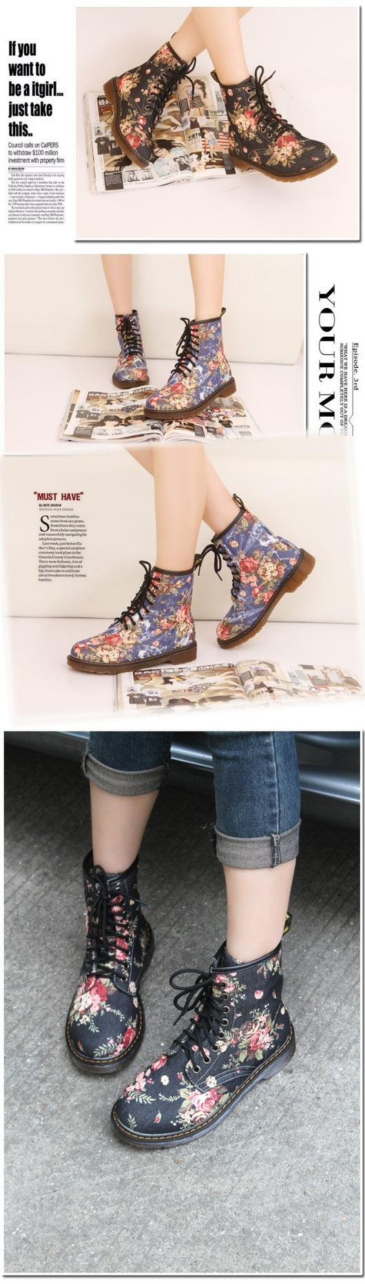 Botas Martin Estilo Vaquero Retro con Flores - Diseño Europeo Clásico - Image 6