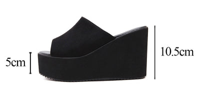 Pantuflas Tacón Alto Cuña Cómoda en Gamuza para Mujer - Image 7