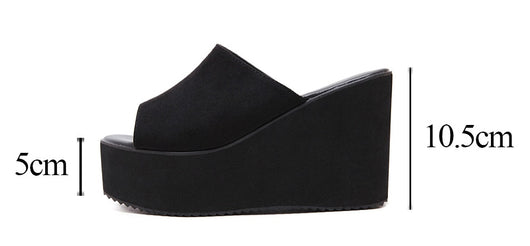 Pantuflas Tacón Alto Cuña Cómoda en Gamuza para Mujer - Image 7