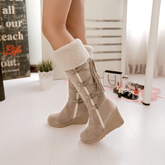 Botas de Invierno para Mujer con Tacón Cuña y Forro de Piel - Image 7