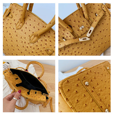 Bolso de Mano con Patrón de Avestruz - Image 10
