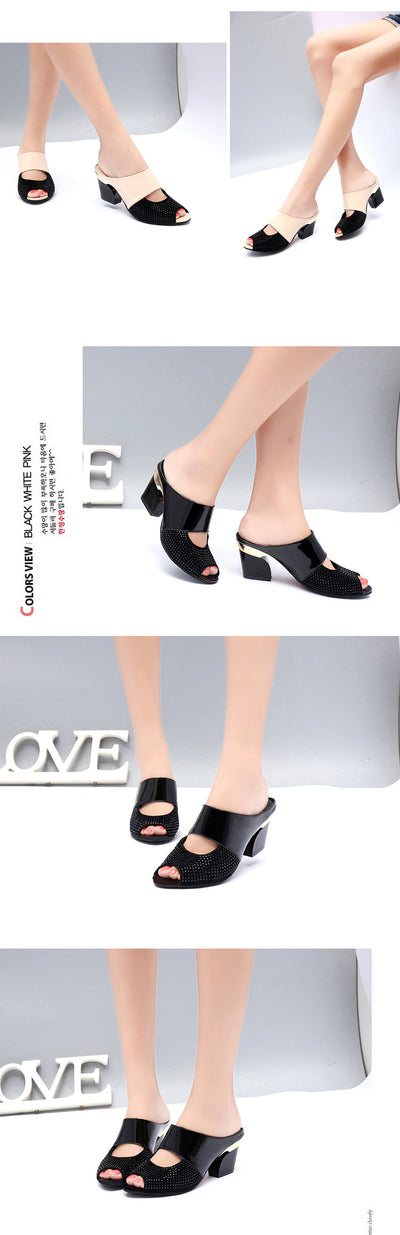 Sandalias de Tacón Cuadrado con Detalles de Strass en Charol - Image 11
