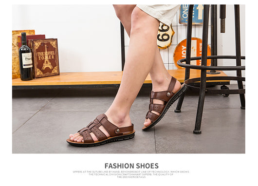 Pantuflas de Piel para Hombre, Estilo Sandalia Transpirable - Image 8