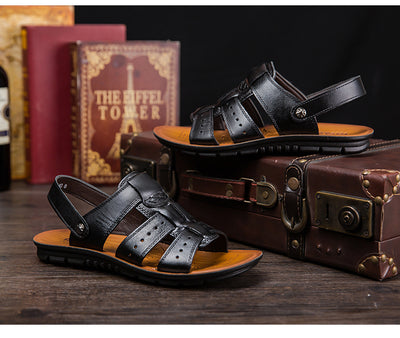 Pantuflas de Piel para Hombre, Estilo Sandalia Transpirable - Image 11