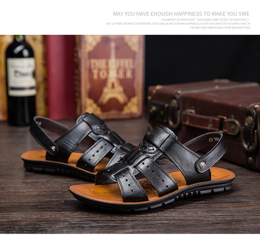 Pantuflas de Piel para Hombre, Estilo Sandalia Transpirable - Image 12