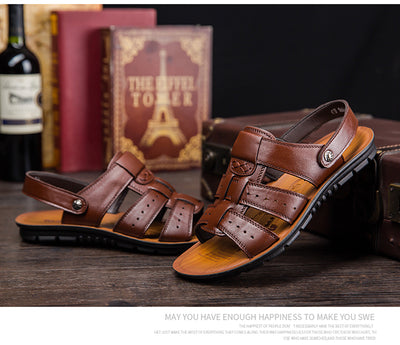 Pantuflas de Piel para Hombre, Estilo Sandalia Transpirable - Image 15