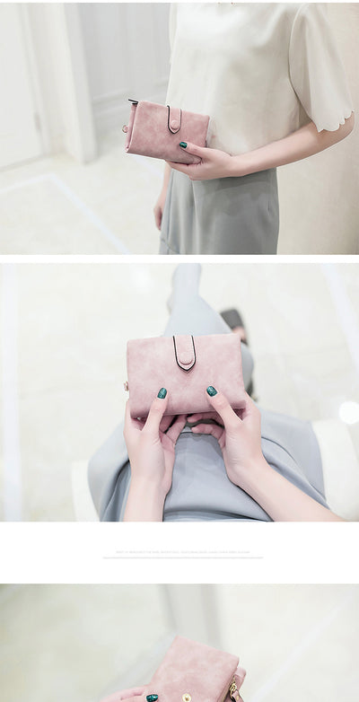 Billetera Corta de Cuero Fotográfico Mate - Diseño Coreano para Mujer - Image 6