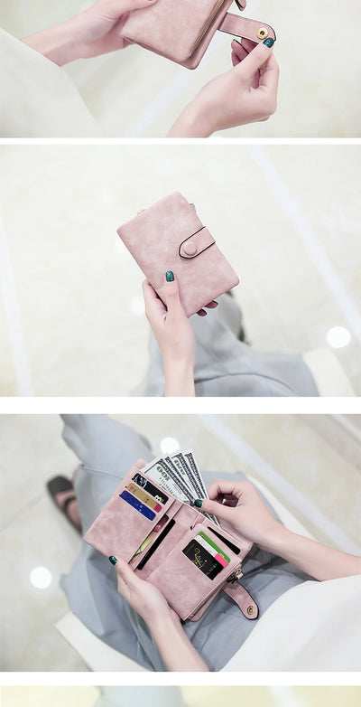 Billetera Corta de Cuero Fotográfico Mate - Diseño Coreano para Mujer - Image 7