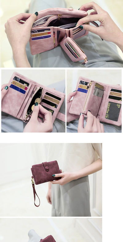 Billetera Corta de Cuero Fotográfico Mate - Diseño Coreano para Mujer - Image 8