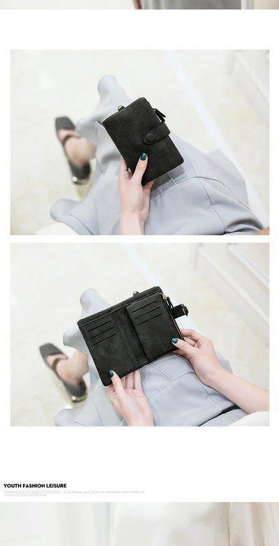 Billetera Corta de Cuero Fotográfico Mate - Diseño Coreano para Mujer - Image 10