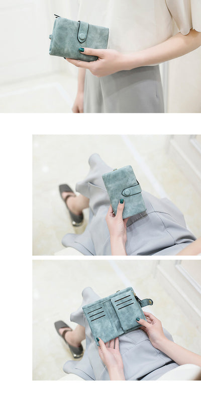 Billetera Corta de Cuero Fotográfico Mate - Diseño Coreano para Mujer - Image 11