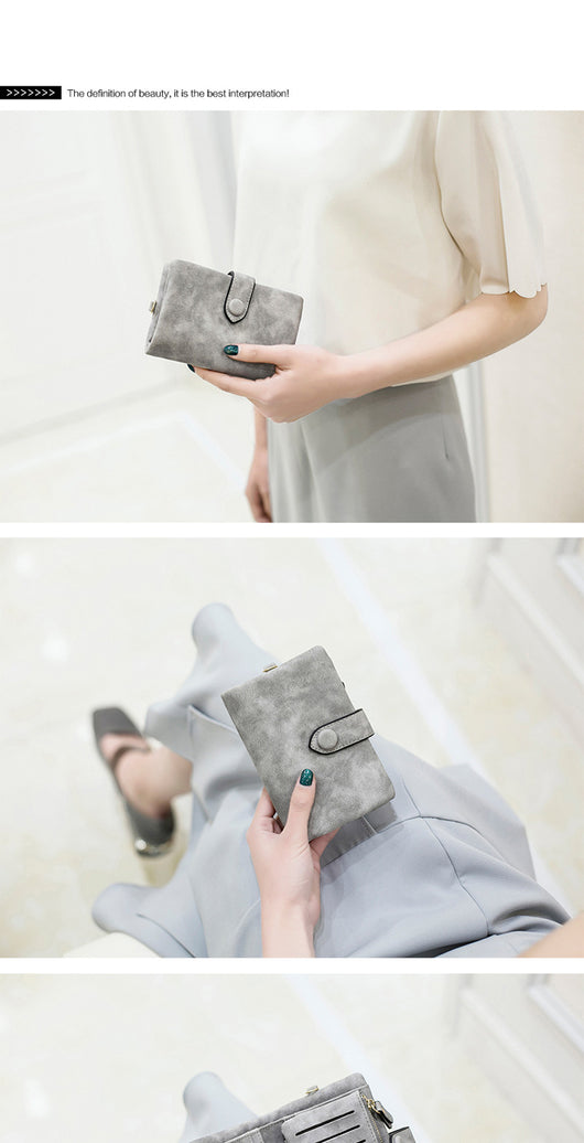 Billetera Corta de Cuero Fotográfico Mate - Diseño Coreano para Mujer - Image 12