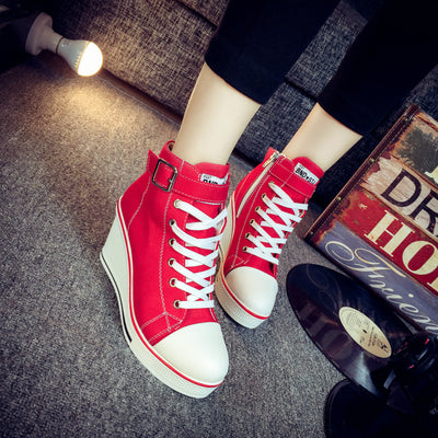 Zapatillas Canvas Altas con Plataforma Lateral de 8cm - Diseño Elevado y Moderno - Image 21