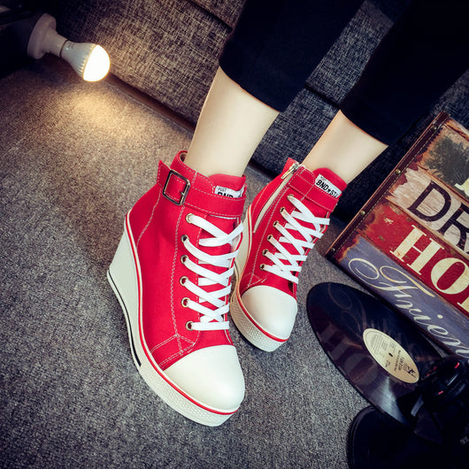 Zapatillas Canvas Altas con Plataforma Lateral de 8cm - Diseño Elevado y Moderno - Image 21