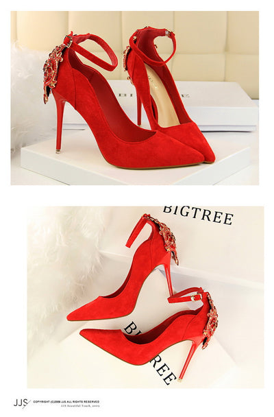 Tacón Stiletto Ultra Alto en Ante - Punta Abierta - Image 11