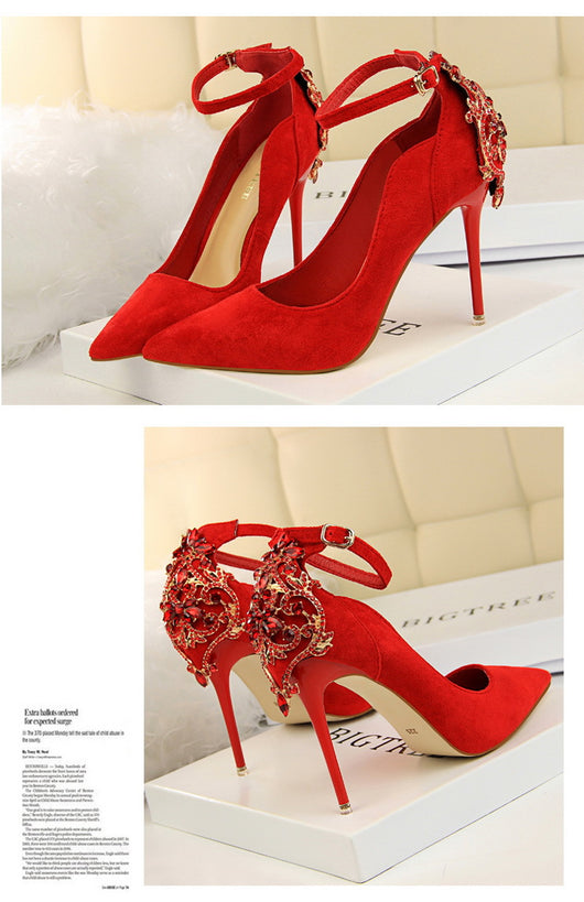 Tacón Stiletto Ultra Alto en Ante - Punta Abierta - Image 12