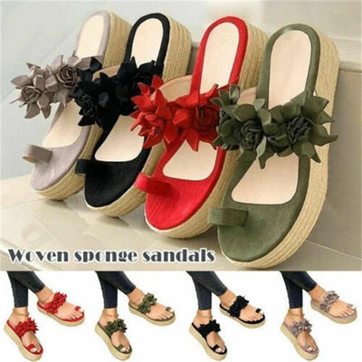 Sandalias Rojas Estilo Coreano con Suela de Rafia para Mujer - Image 5