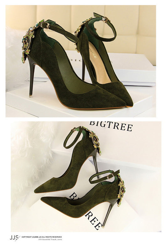 Tacón Stiletto Ultra Alto en Ante - Punta Abierta - Image 17