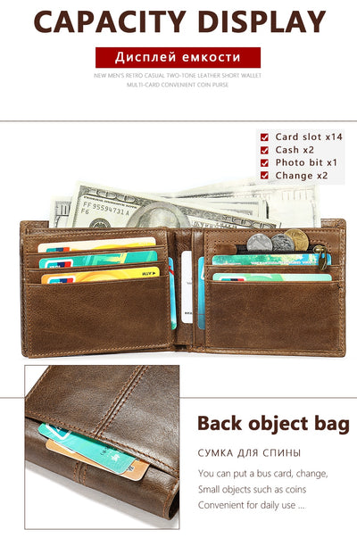 Billetera Corta de Cuero Genuino para Hombre - Portacédulas y Tarjetas - Image 3