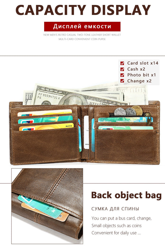 Billetera Corta de Cuero Genuino para Hombre - Portacédulas y Tarjetas - Image 3