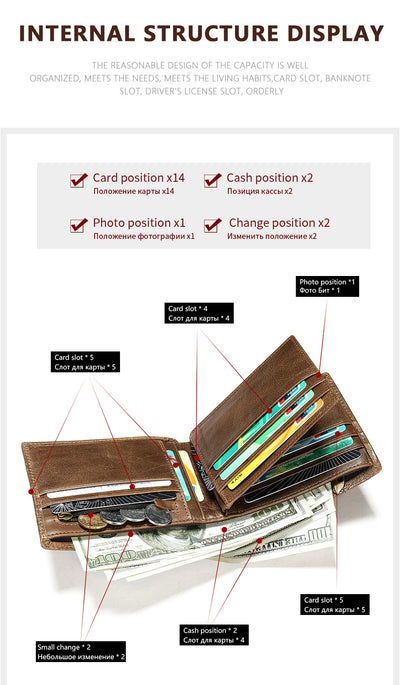 Billetera Corta de Cuero Genuino para Hombre - Portacédulas y Tarjetas - Image 5