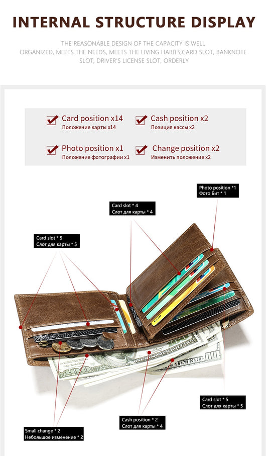 Billetera Corta de Cuero Genuino para Hombre - Portacédulas y Tarjetas - Image 5