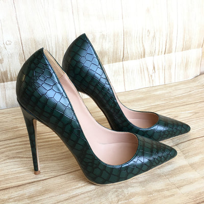 Tacones Altos con Patrón de Piedra Verde Oscuro - Image 7