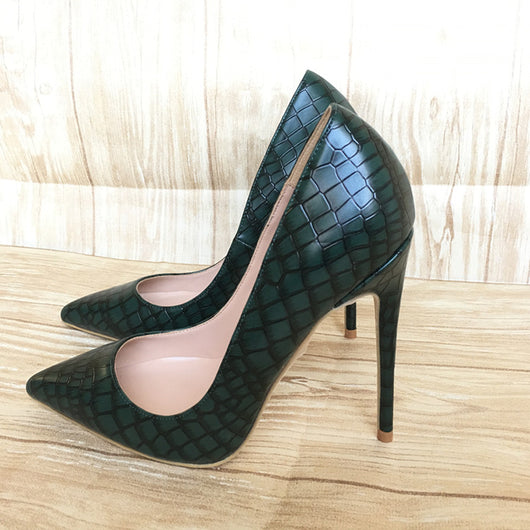 Tacones Altos con Patrón de Piedra Verde Oscuro - Image 9