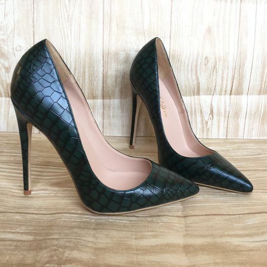 Tacones Altos con Patrón de Piedra Verde Oscuro - Image 10