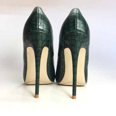 Tacones Altos con Patrón de Piedra Verde Oscuro - Image 11