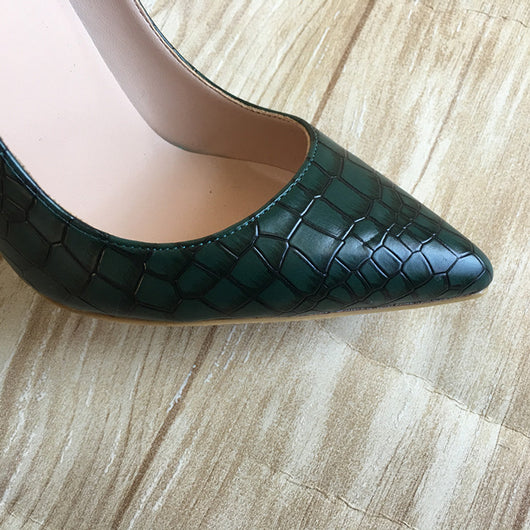 Tacones Altos con Patrón de Piedra Verde Oscuro - Image 12