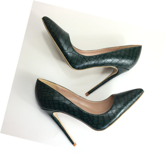 Tacones Altos con Patrón de Piedra Verde Oscuro - Image 13