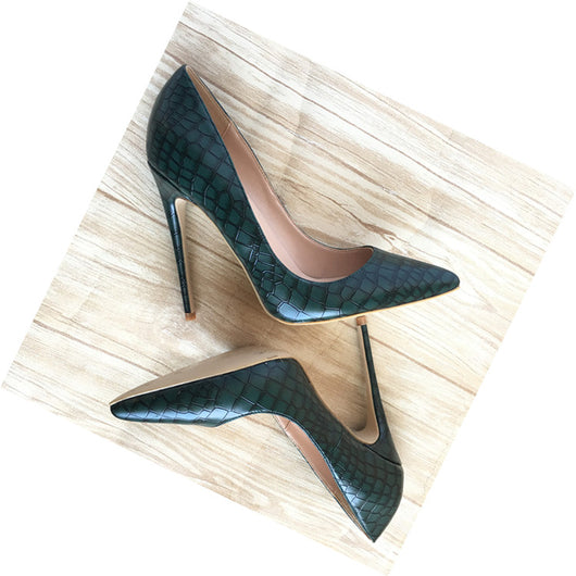 Tacones Altos con Patrón de Piedra Verde Oscuro - Image 14