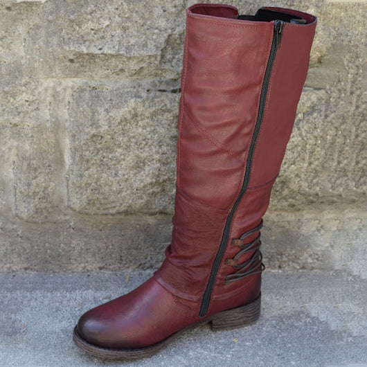 Botas Caballero Mujer Punta Redonda Tacón Bajo Cuadrado - Image 10
