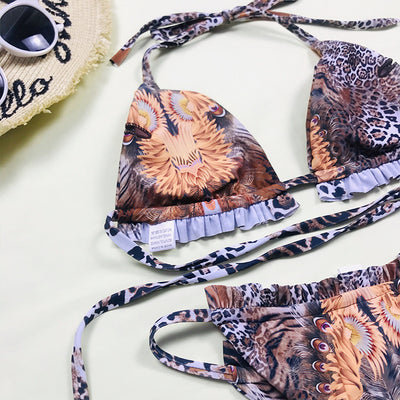 Bikini Estampado Leopardo Sexy de Tres Piezas - Image 11