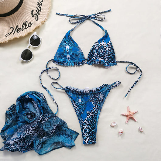 Bikini Estampado Leopardo Sexy de Tres Piezas - Image 13