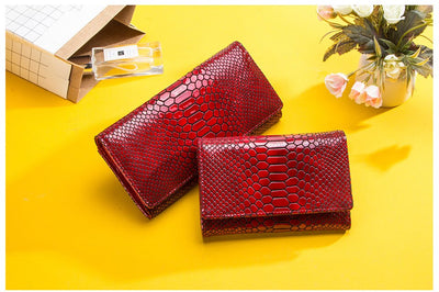Billetera de Lujo Pochette Mujer Cuero Genuino Patrón Serpiente Cartera Larga - Image 12