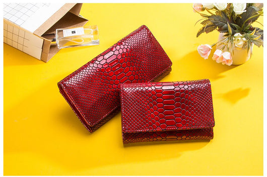 Billetera de Lujo Pochette Mujer Cuero Genuino Patrón Serpiente Cartera Larga - Image 12